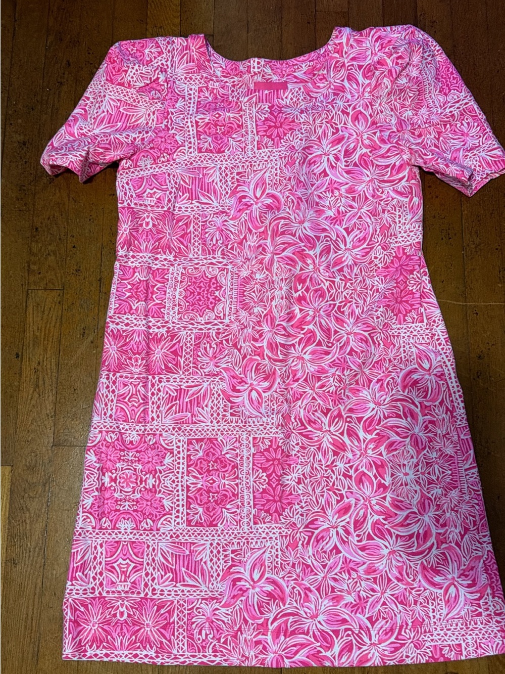 Women’s Lilly Pulitzer Pink Floral Print Short Sleeve Dress
